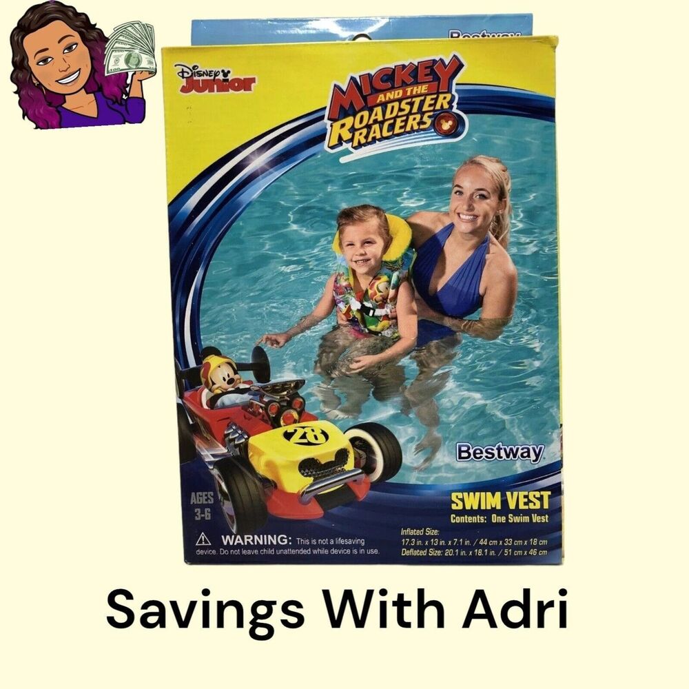 Bestway Mickey Roadster Racer Toddler Child Inflatable Swim Vest 3 to 6